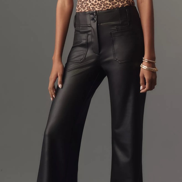 ANTHROPOLOGIE The Junie High-Rise Flare Pants by Maeve: Faux-Leather Edition NWT - Picture 3 of 8